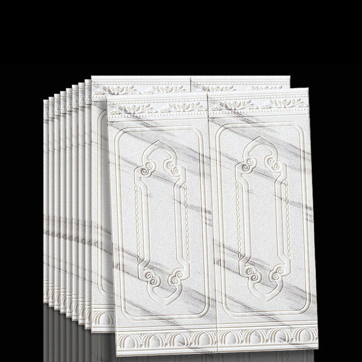 Textured decorative 3D vinyl panels, peel & stick, ideal for accent walls or full room decor.