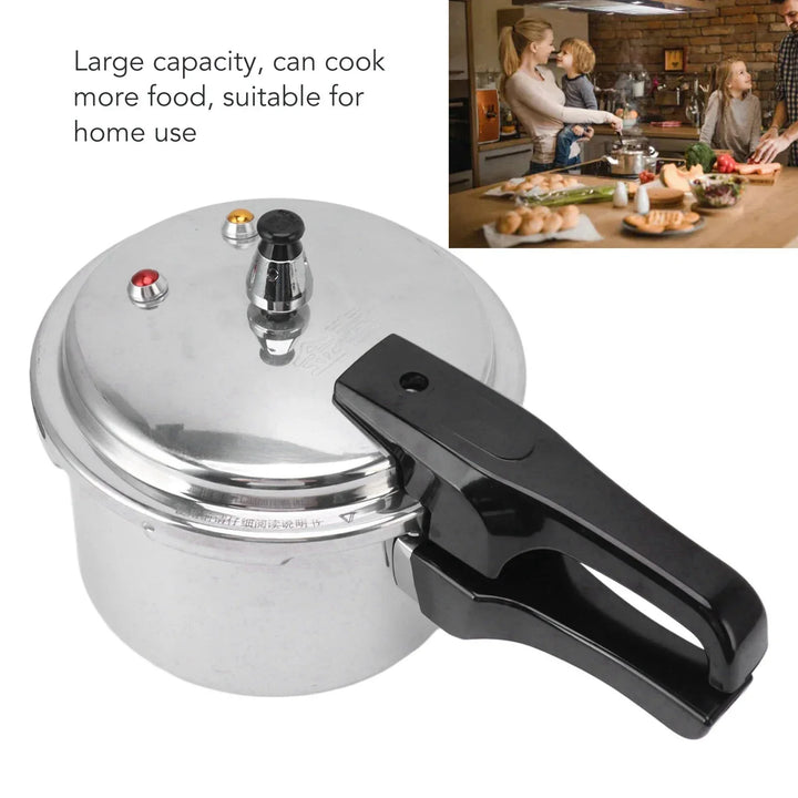 Durable 3-liter aluminum alloy pressure cooker, perfect for fast home cooking on gas stoves.