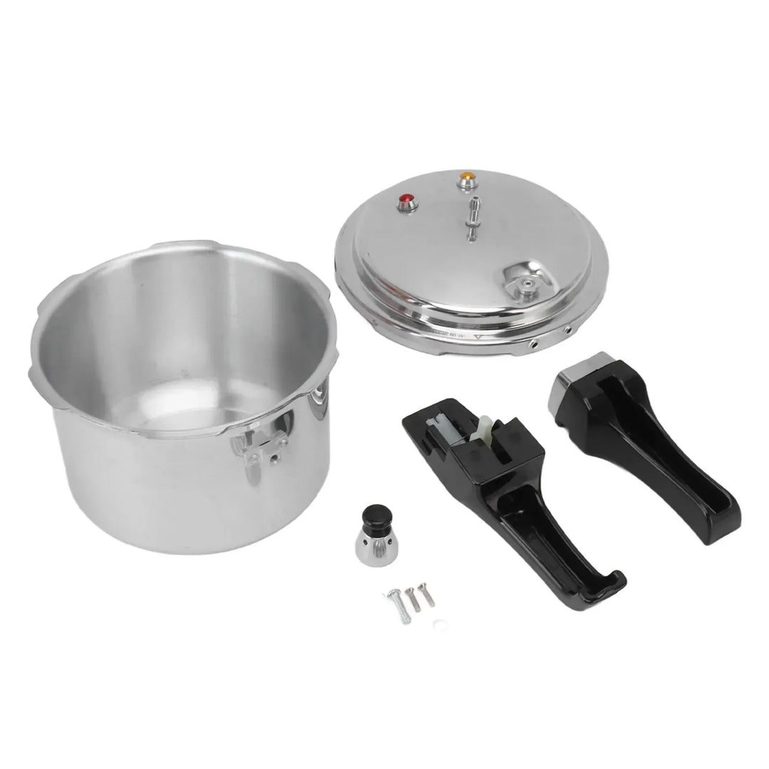Close-up of 3L aluminum alloy pressure cooker valve, highlighting safety and precise cooking for gas stoves.