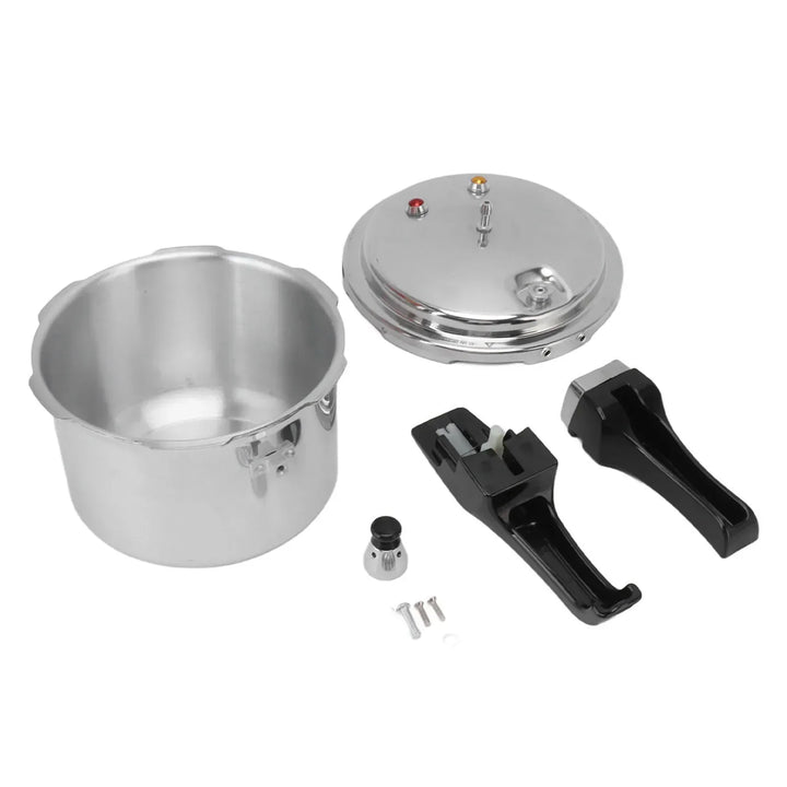 Close-up of 3L aluminum alloy pressure cooker valve, highlighting safety and precise cooking for gas stoves.