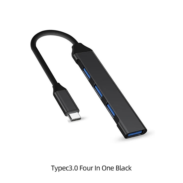 Close-up of the Veyno 4-Port USB hub, highlighting individual USB ports