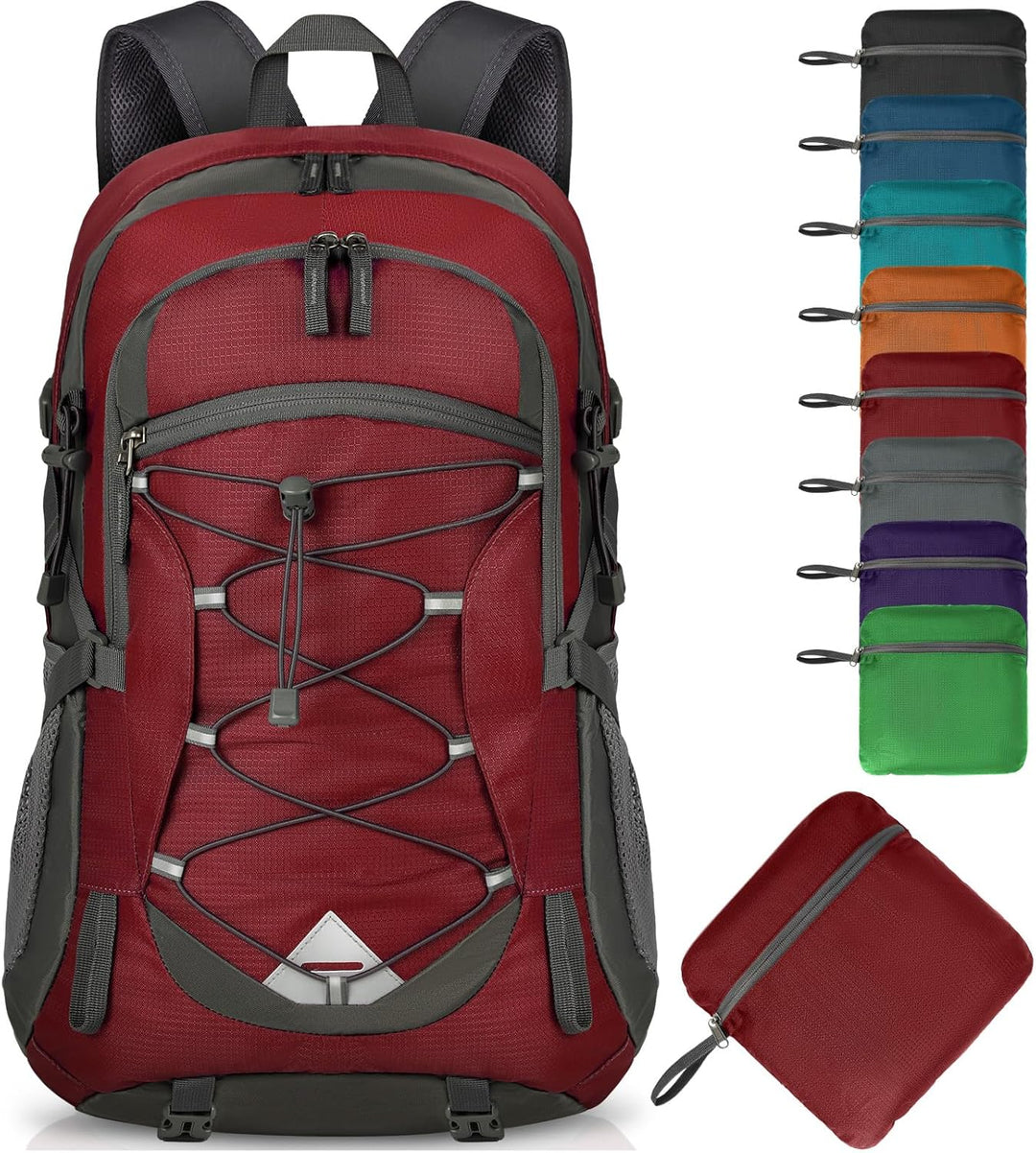 40L waterproof hiking backpack in black, lightweight and packable for travel and outdoor adventures