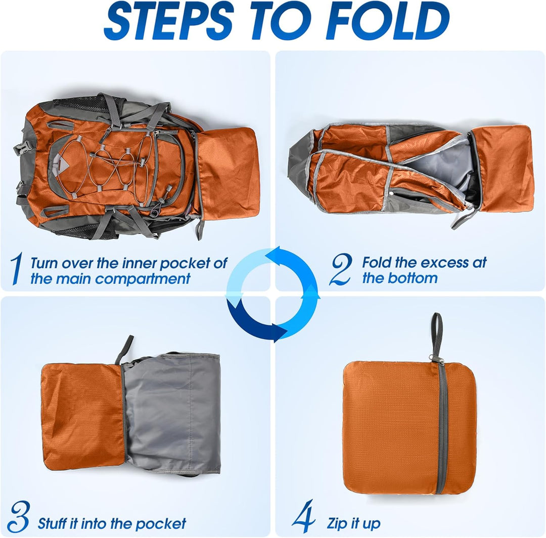 Group of friends with 40L waterproof hiking backpacks, embarking on a travel journey