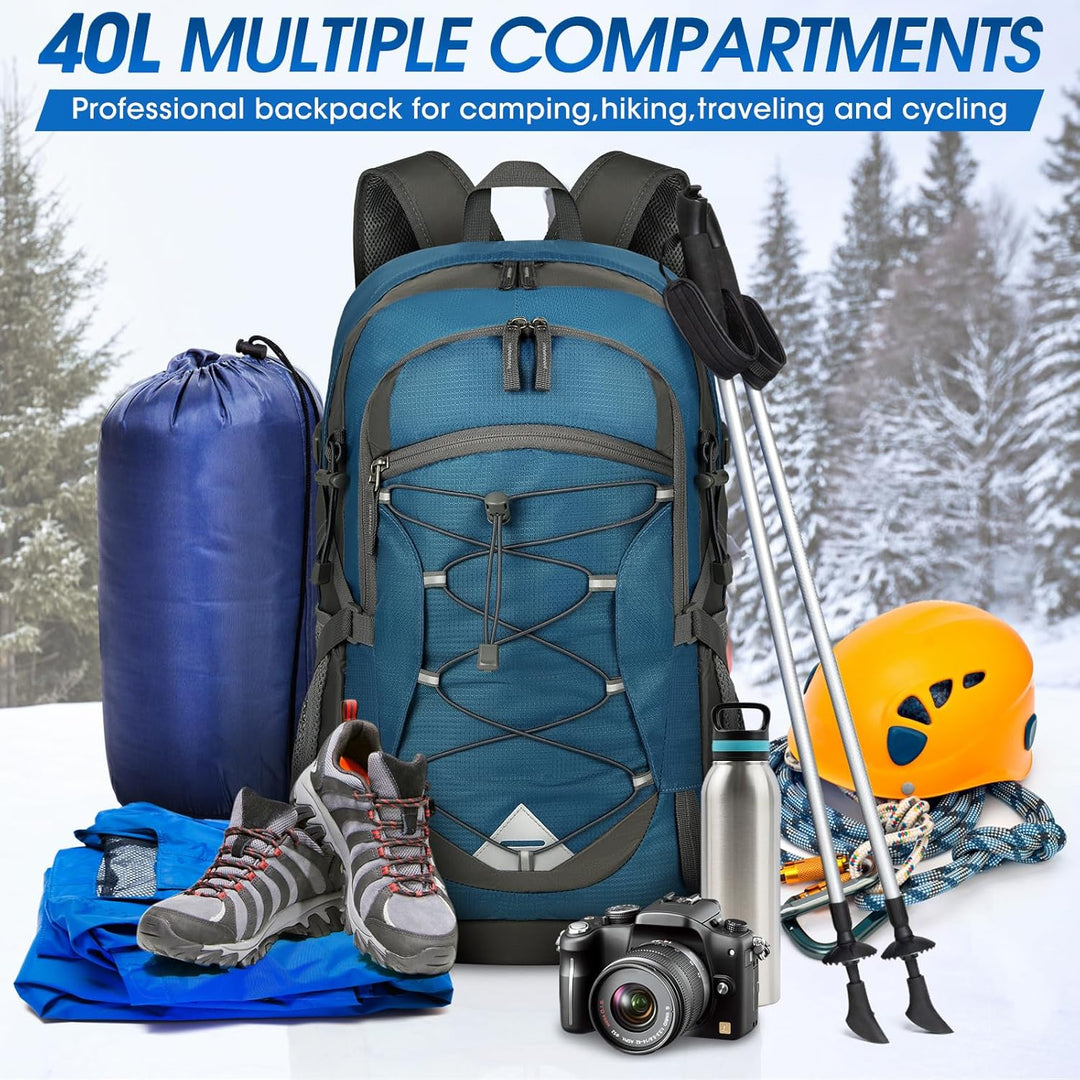 Inside view of a 40L lightweight hiking backpack, demonstrating spacious compartment