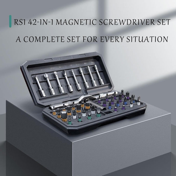 Close-up of Fixaro 42-in-1 precision screwdriver kit, ideal for electronics repair