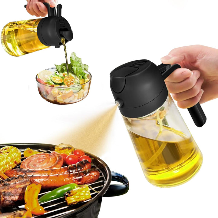 470ml kitchen olive oil spray dispenser in clear glass bottle for healthy cooking & food prep