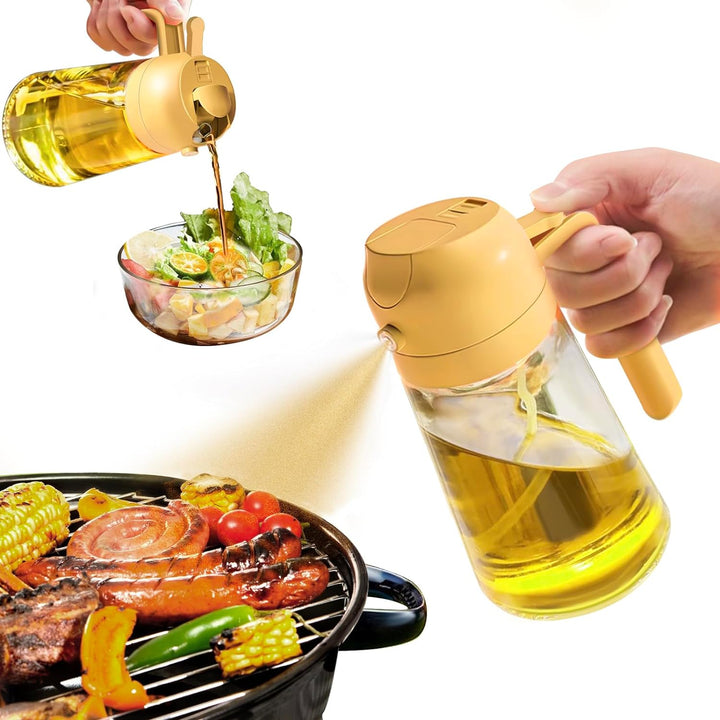 Olive oil spray bottle, 470ml, ideal for even oil distribution in home kitchen cooking