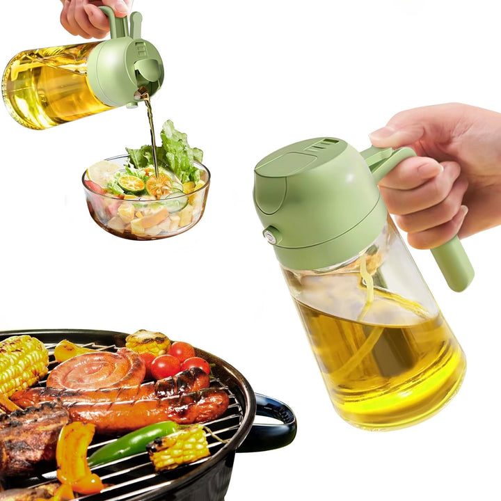 Reusable glass oil dispenser, 470ml capacity, perfect for cooking, baking, and salad dressing
