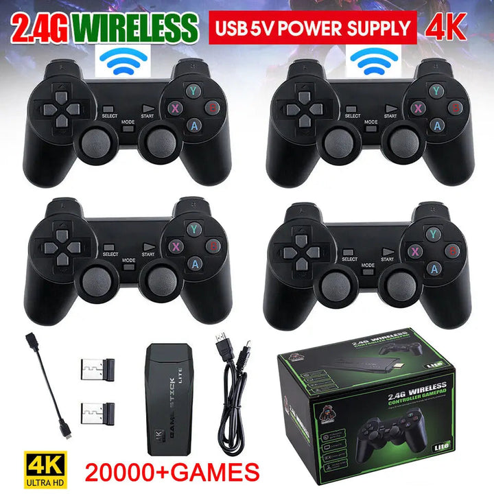 Multiplayer retro game console with 2 wireless gamepads, offering thousands of classic games on your 4K TV.
