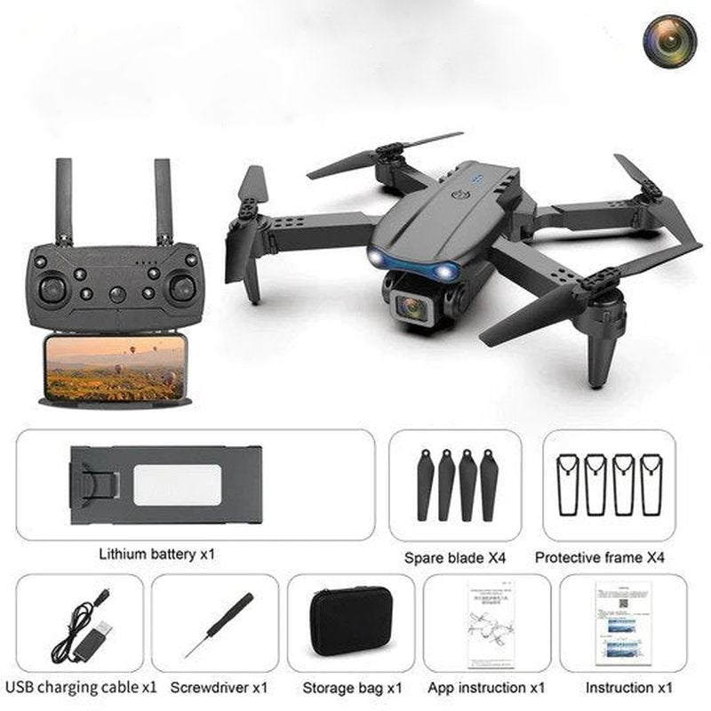User operating 4K drone via remote control, enjoying long flight and aerial photography.