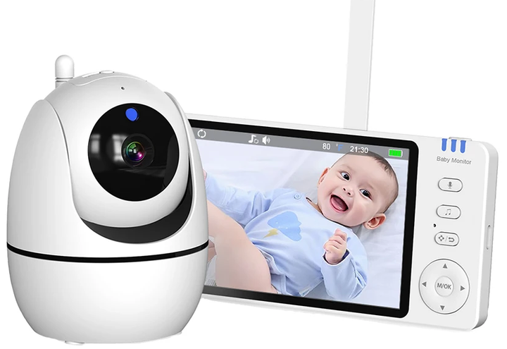5-inch HD video baby monitor with camera, PTZ zoom, and night vision for baby safety