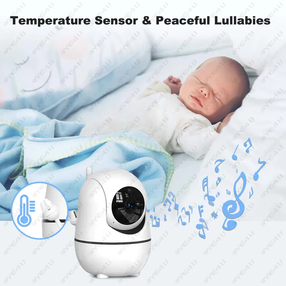 Video baby monitor camera with PTZ zoom function, ideal for wide nursery view