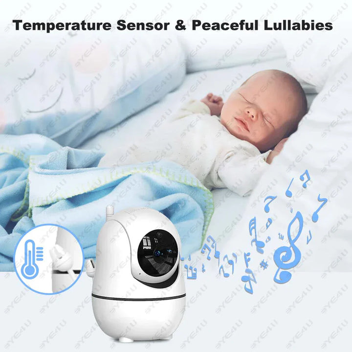 Video baby monitor camera with PTZ zoom function, ideal for wide nursery view