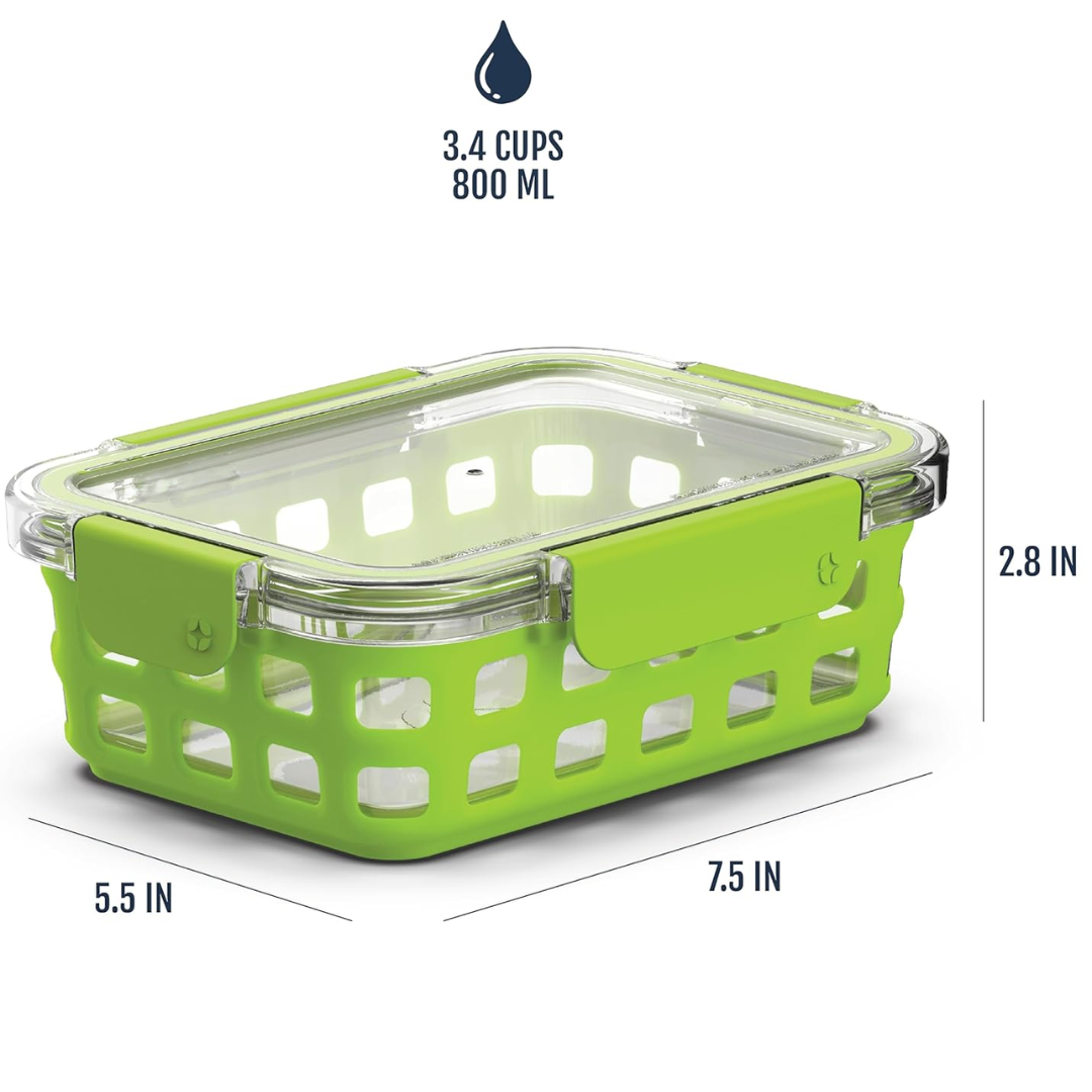 Kitchen food storage: 5-pack 180ml glass meal prep containers, airtight lids, microwave & dishwasher safe.