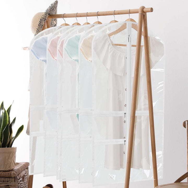 Garment bag with a clear window and zipped accessory pockets, perfect for dance and travel