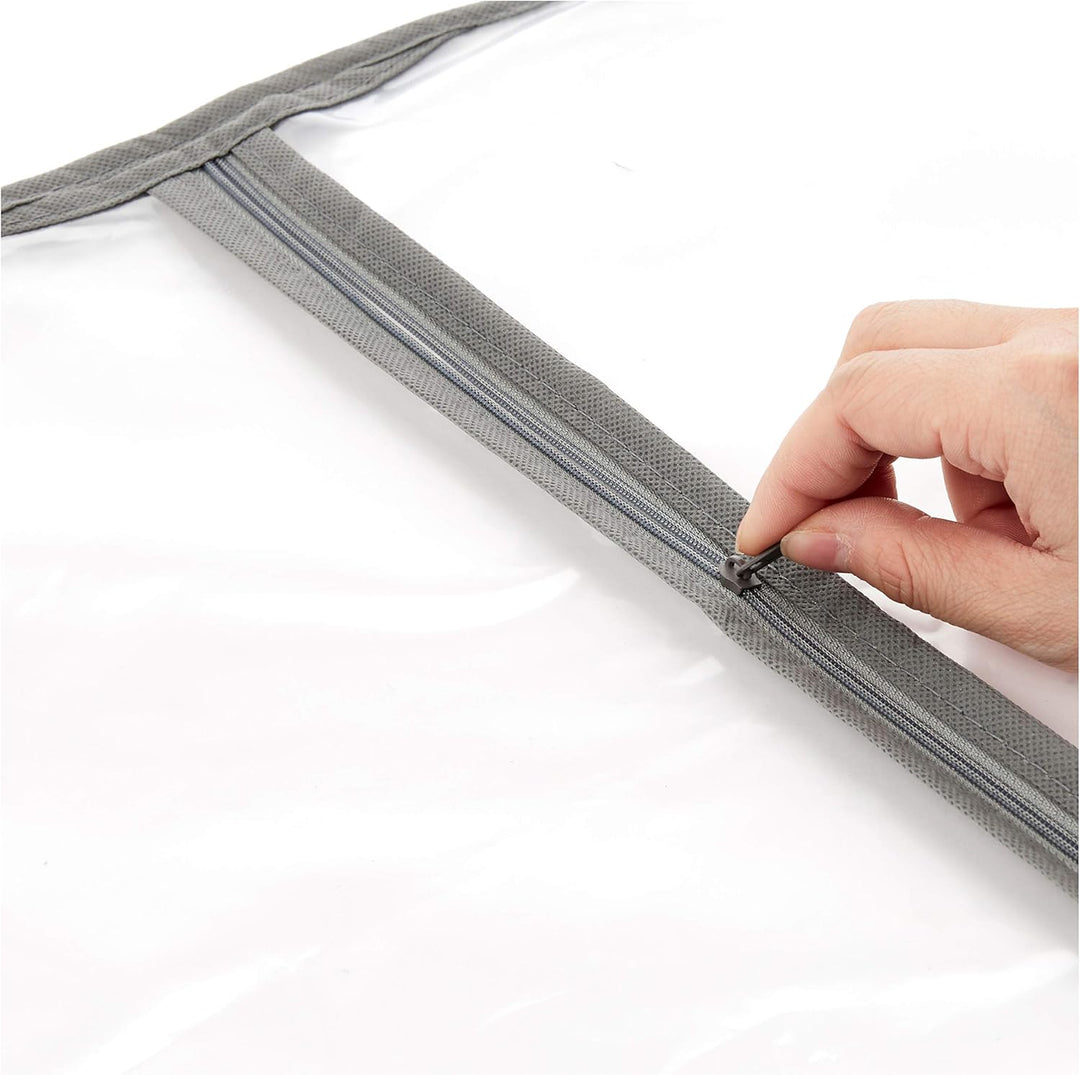 Set of 5 zippered PEVA garment bags, perfect for protecting suits, dresses, and coats from dust