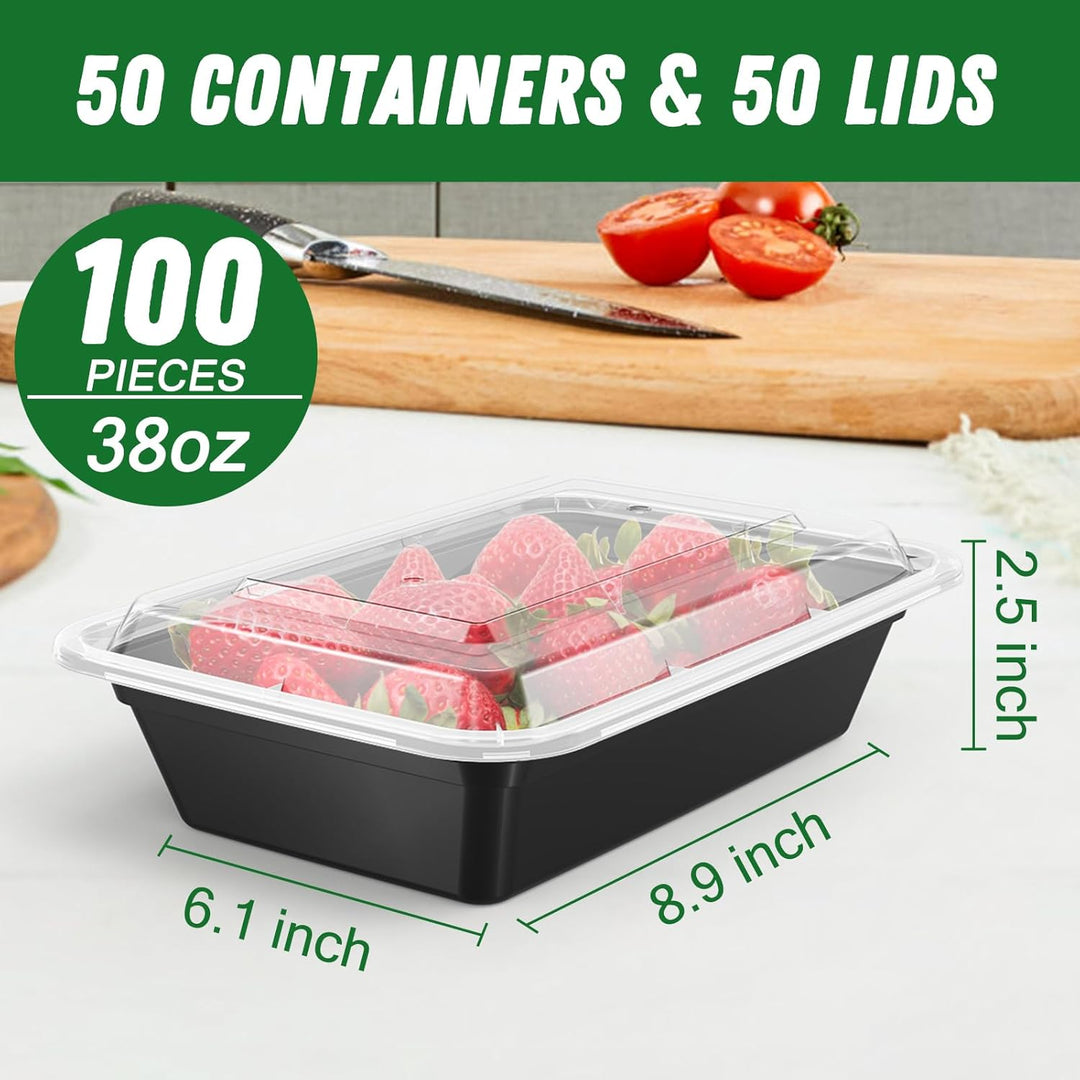 Reusable 50-pack BPA-free meal prep containers, leakproof for daily fresh meals, healthy eating & storage.