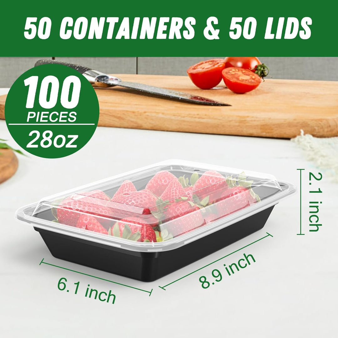 Close-up of leakproof lid on a reusable 50-pack meal prep container, BPA-free plastic for fresh food.