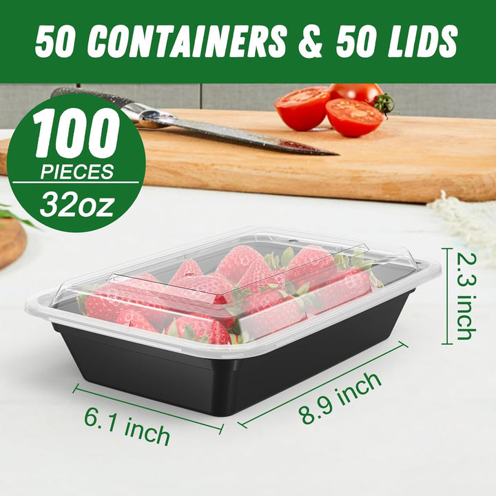 Stackable 50-pack reusable meal prep containers for efficient kitchen storage & fresh meals on-the-go.