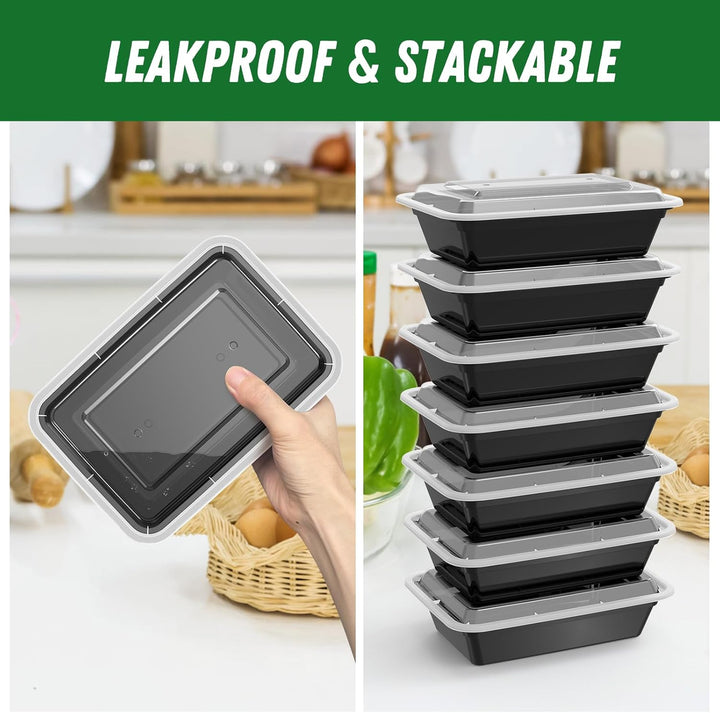 50-pack containers for healthy eating, portion control, freezer & microwave safe food storage. Leakproof.