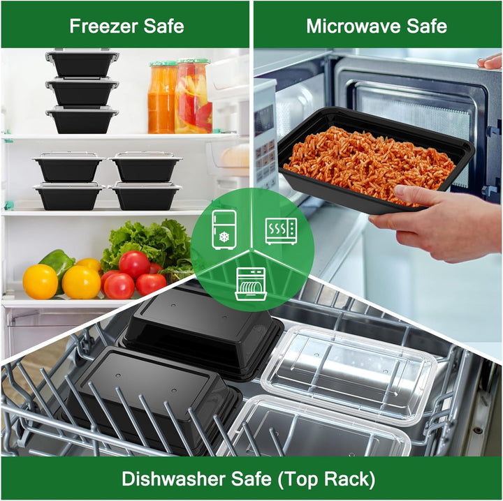 Clear 50-pack reusable meal prep containers, leakproof for fresh lunches, healthy eating & food storage.