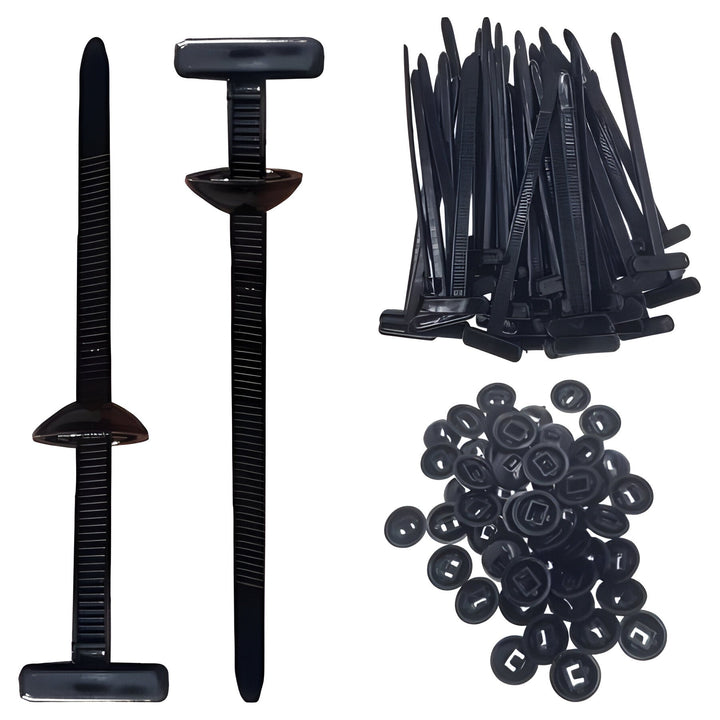 50-pack universal heavy-duty nylon cable ties for secure bundling & cable management. Strong zip ties for home/workshop.