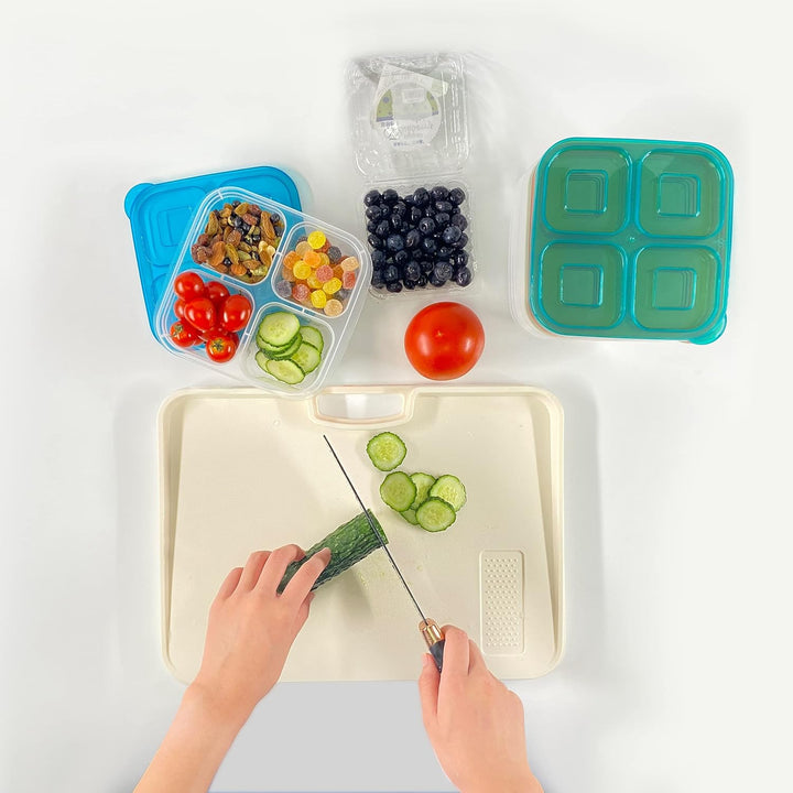 Portable 6-pack bento box meal prep containers with secure lids for organized food storage & snacks.
