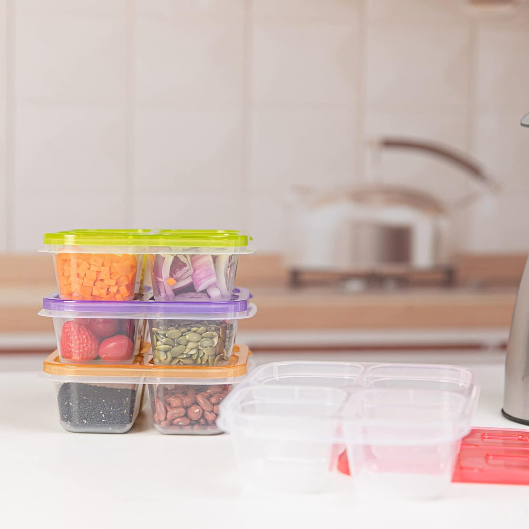 Healthy meal prep 6-pack reusable bento box containers for portion control, snacks, and organized lunches.