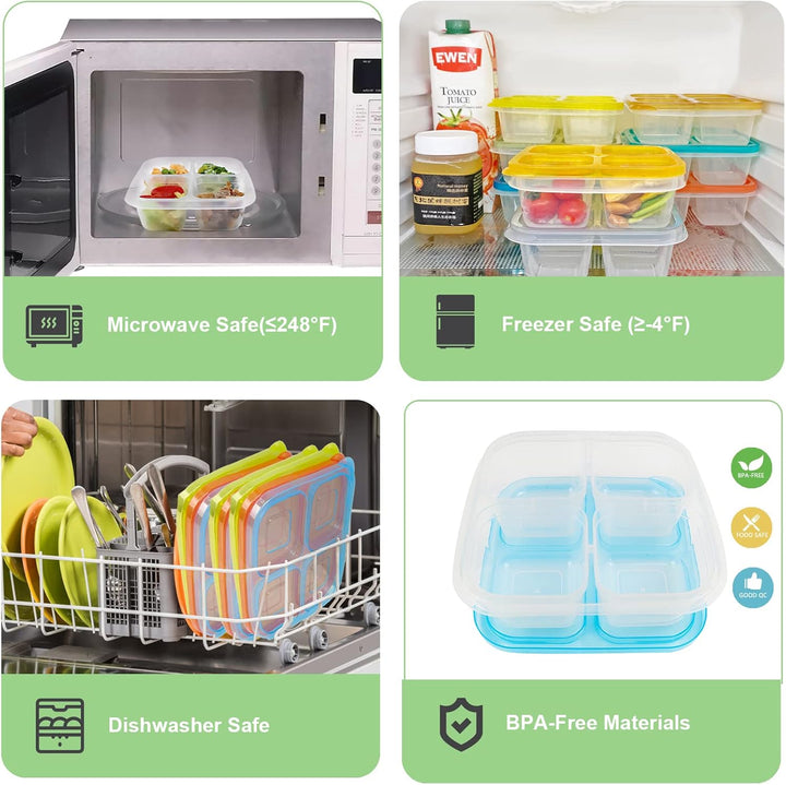Convenient 6-pack reusable bento box food storage containers, great for meal prepping & portable lunch.