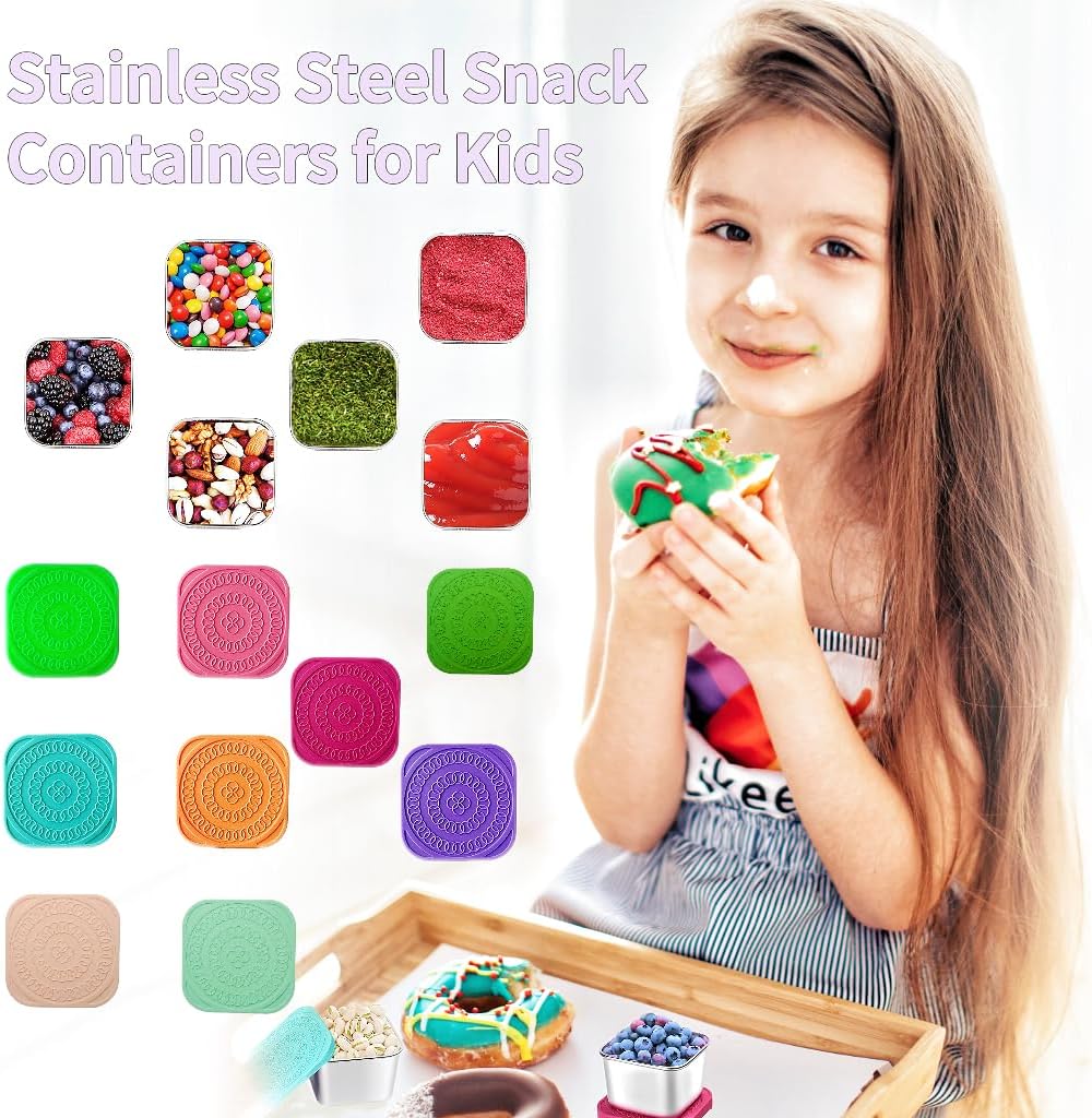 Leak-proof, eco-friendly 6 oz stainless steel snack boxes for kids' lunches & meal prep. Reusable food containers.