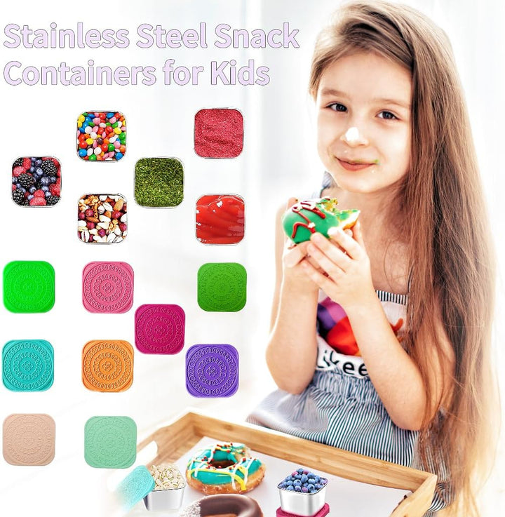 Leak-proof, eco-friendly 6 oz stainless steel snack boxes for kids' lunches & meal prep. Reusable food containers.