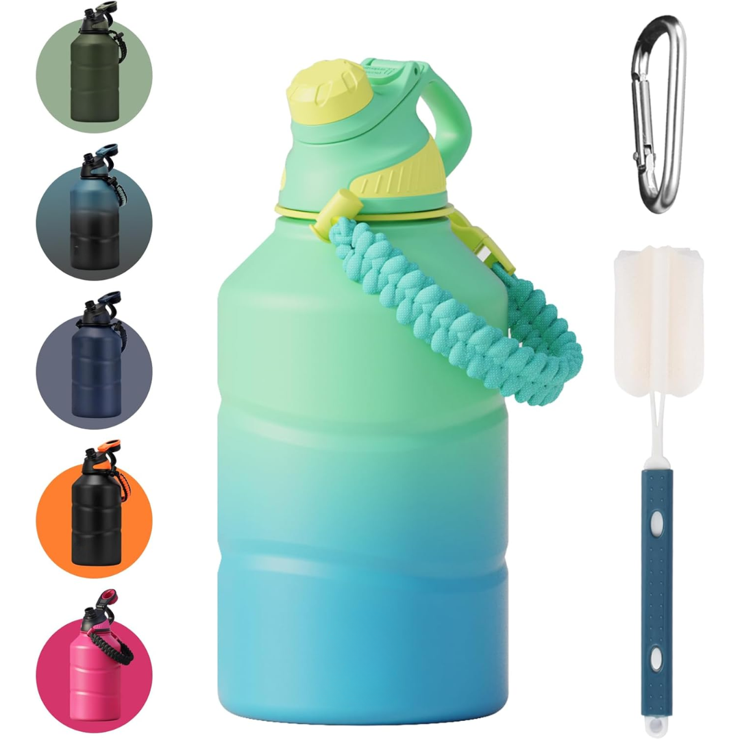 Portable 1.9 L insulated water bottle with magnetic lid, ensuring leak-proof hydration for any adventure.