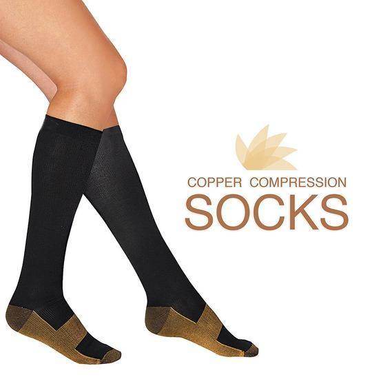 Bulk pack of 7 copper-infused compression socks for women & men, ideal for workout recovery.