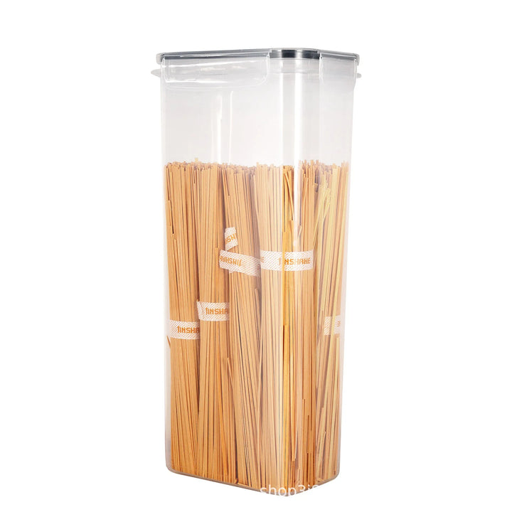 Stackable clear airtight food containers, 7-piece set, BPA-free for kitchen pantry organization.