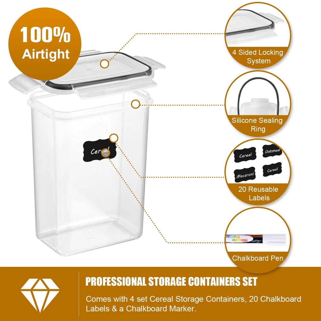 StoreMate 7-piece clear airtight food containers, BPA-free, perfect for kitchen pantry storage.
