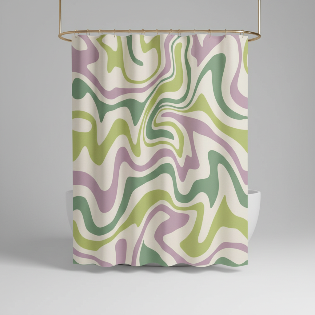 Add a vintage touch with this Boho-Wave spiral pattern shower curtain