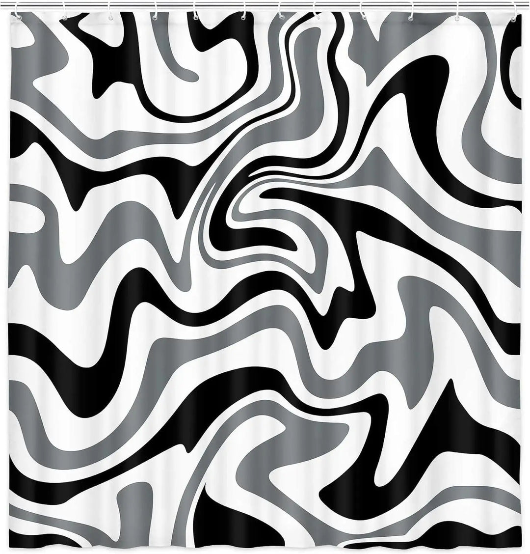 Machine washable Boho-Wave spiral pattern shower curtain, easy care