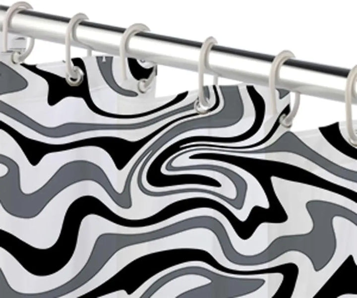 Bathroom decor: 70s Retro Boho-Wave shower curtain, spiral design