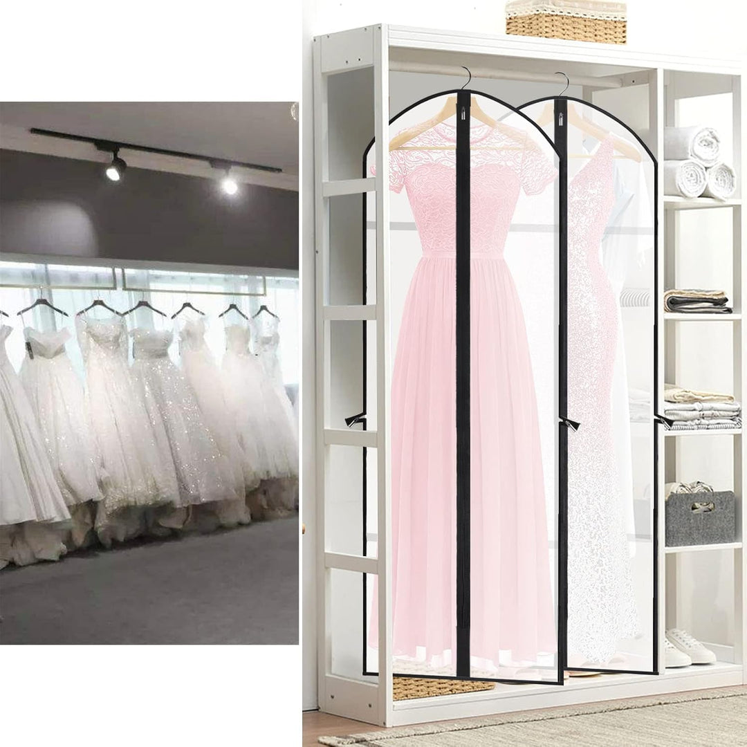 Long dress cover, 71 inches, protective garment bag for formal attire storage and travel.