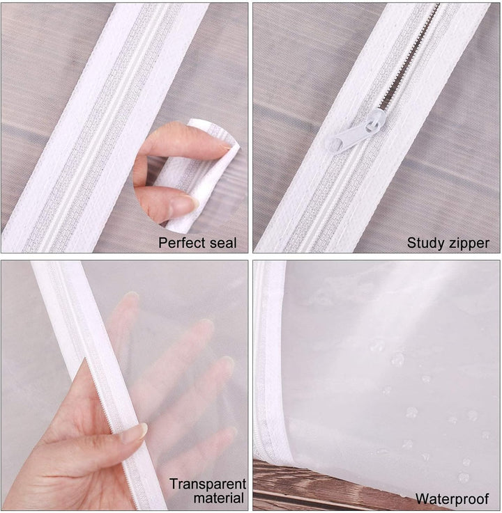 Breathable 71-inch wedding gown cover, extra-long garment bag for safe storage and transport.