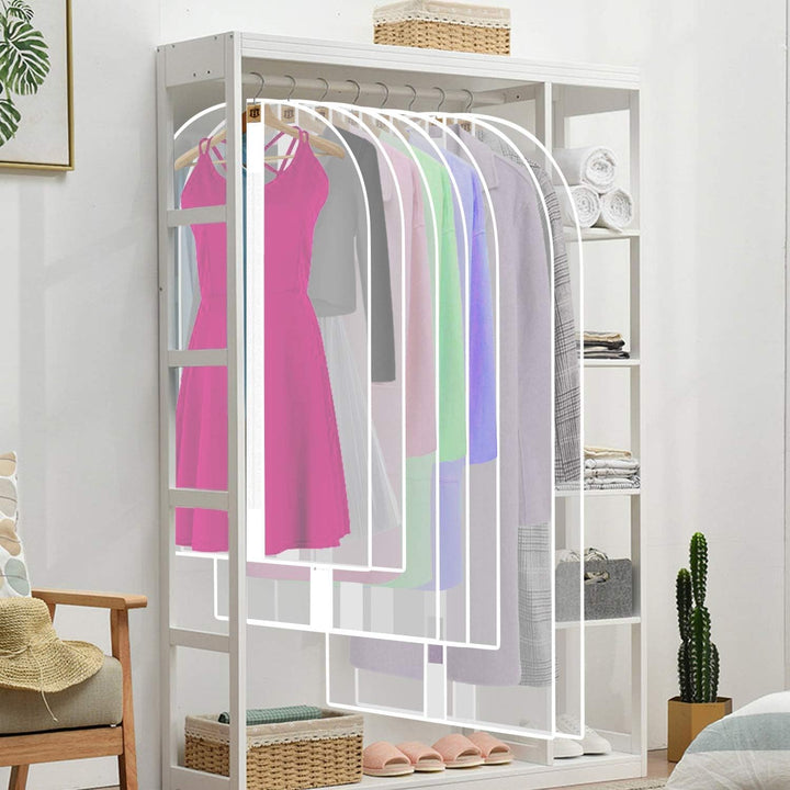 71" breathable PVC garment bag for long dresses, formal wear, and wedding gowns storage.