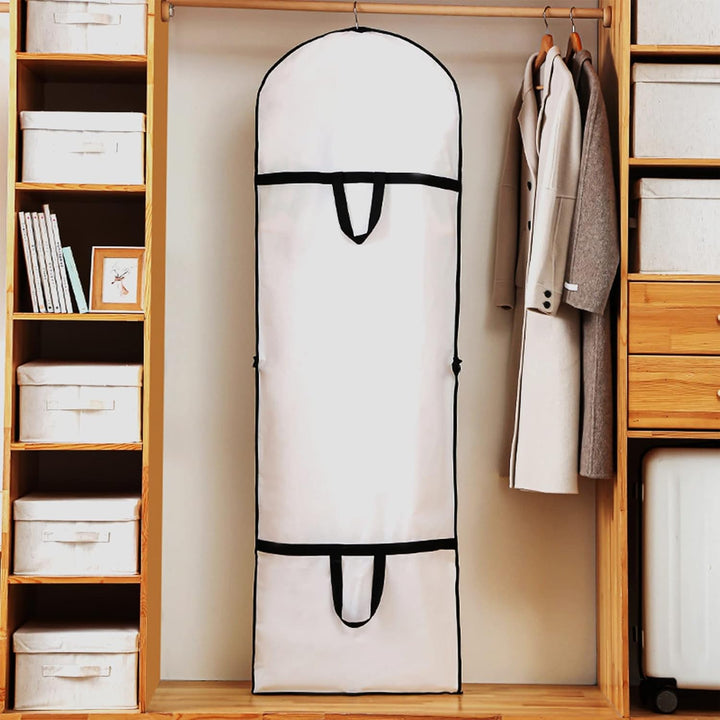 Wedding gown storage bag, 71 inches, breathable PVC, dustproof protection for special dresses.
