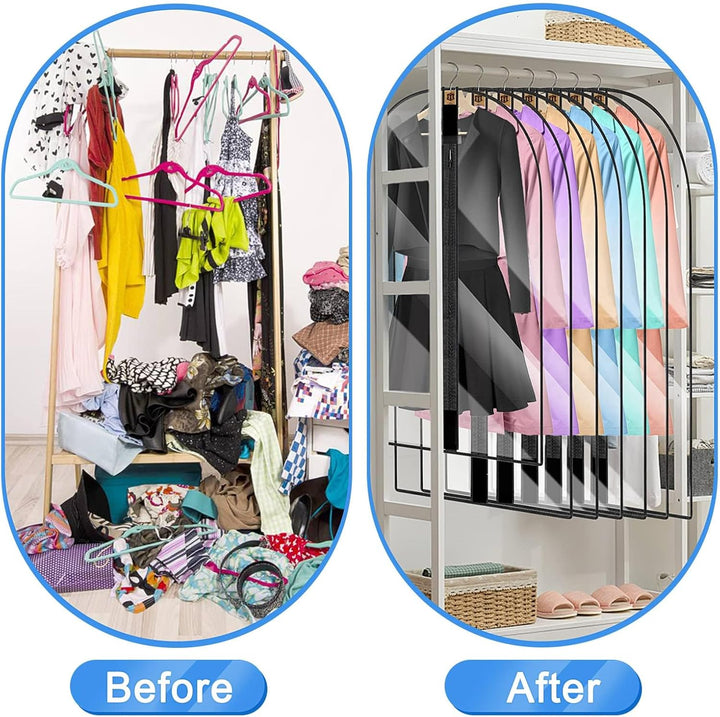 Extra-long garment cover for tuxedos, gowns, and special dresses.