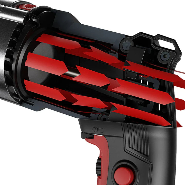 780W variable speed electric hammer drill and a set of drill bits ready for diverse drilling projects