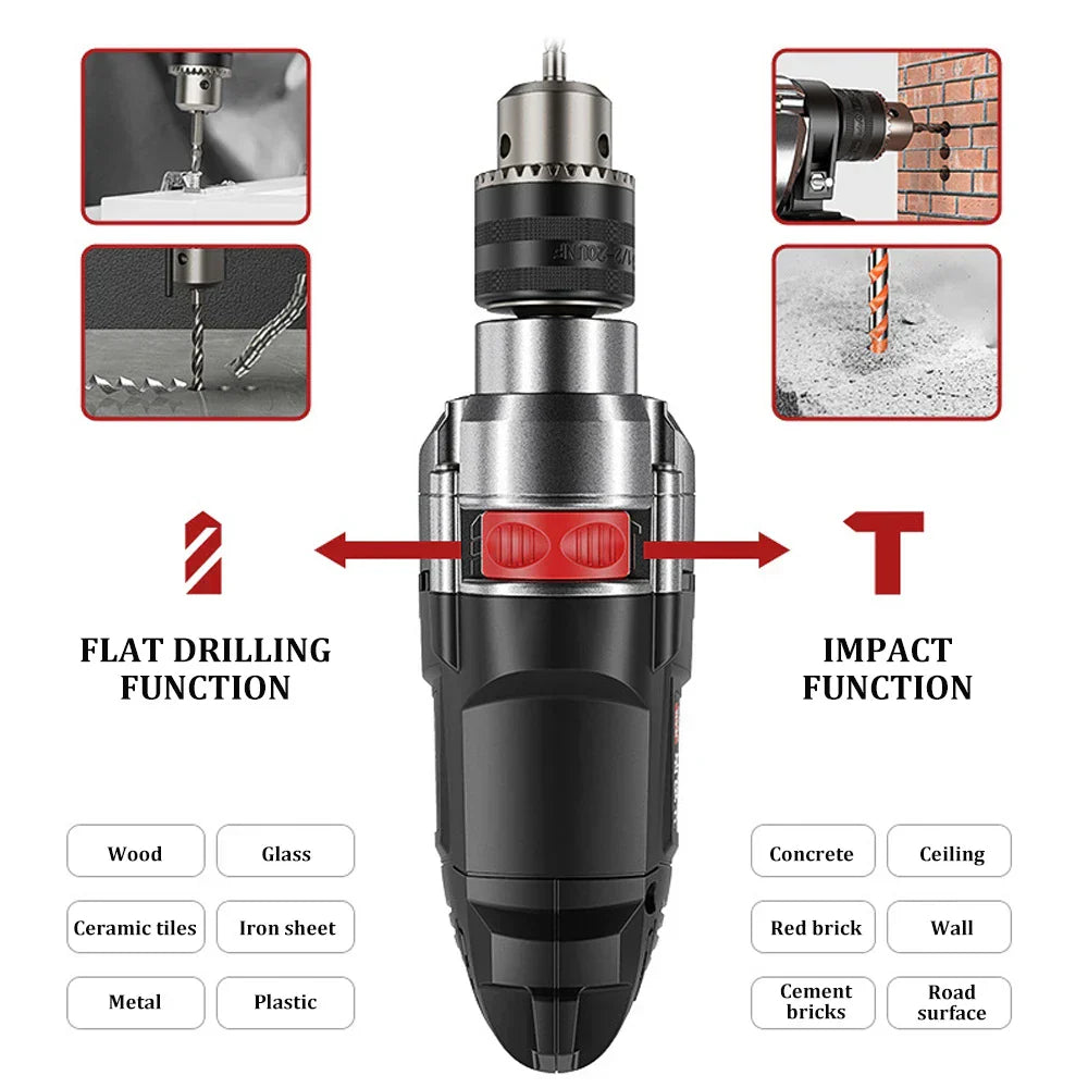 Detail of the high-performance motor and ventilation of the 780W Electric Hammer Dril, a robust DIY tool