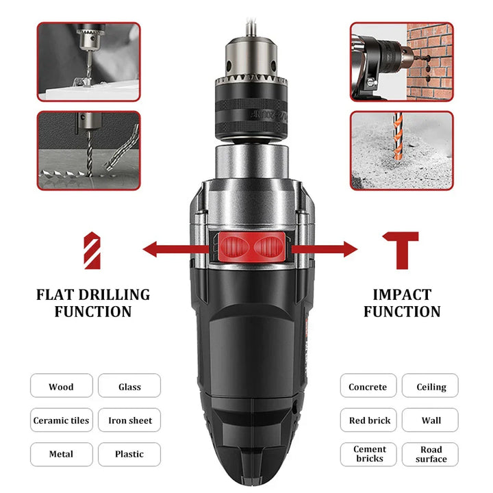 Detail of the high-performance motor and ventilation of the 780W Electric Hammer Dril, a robust DIY tool