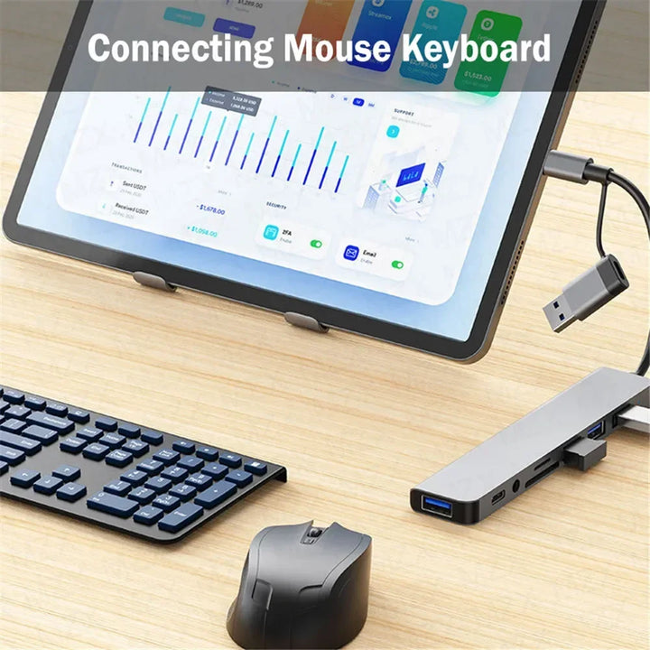 Compact 8-in-1 USB-C multiport adapter, ideal tech accessory for modern devices.