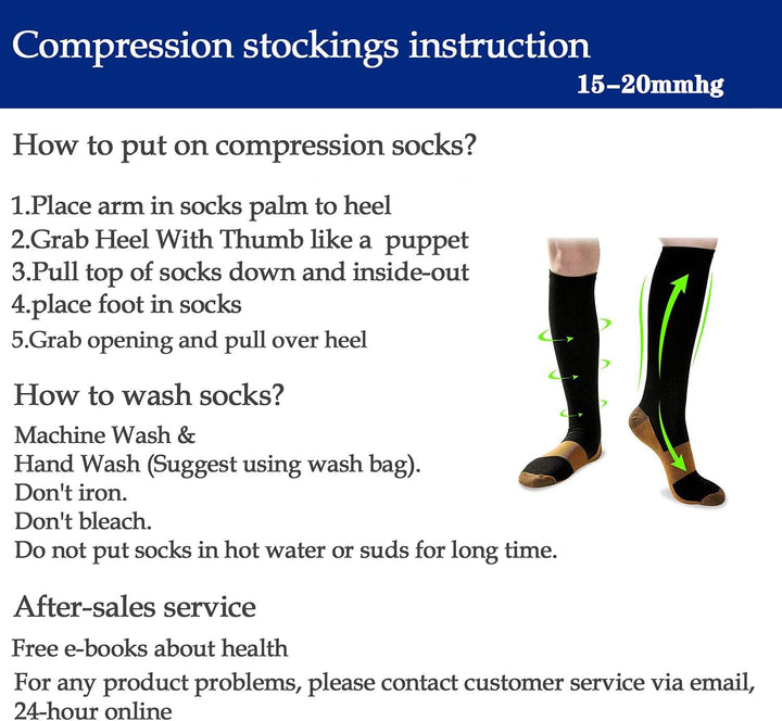 Packaging for 8 pairs of StepRelief copper compression socks, 15-20mmHg, for everyday wear
