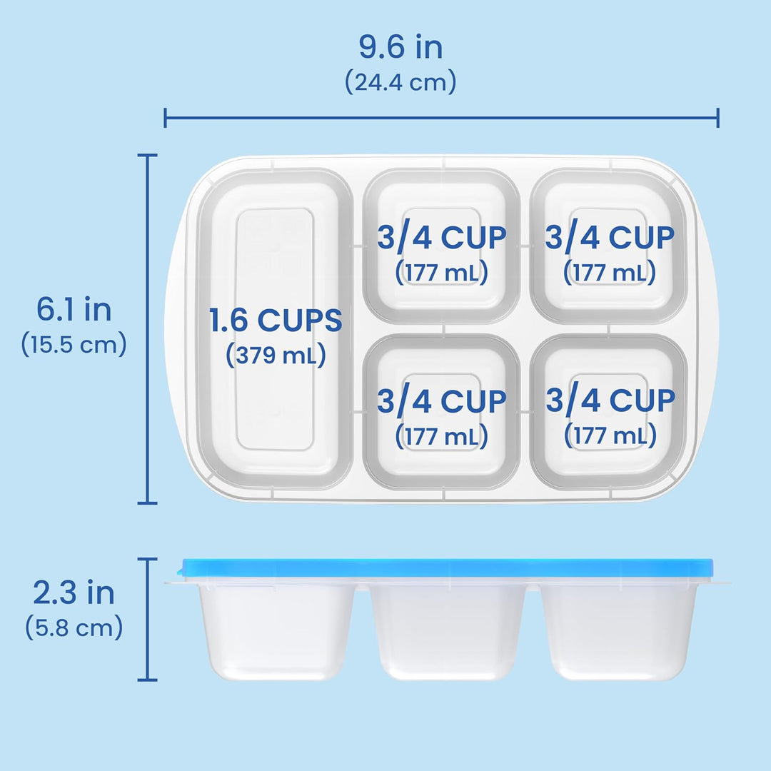 Set of 8 five-compartment lunch boxes for balanced meals, ideal for meal prep, BPA-free and reusable.