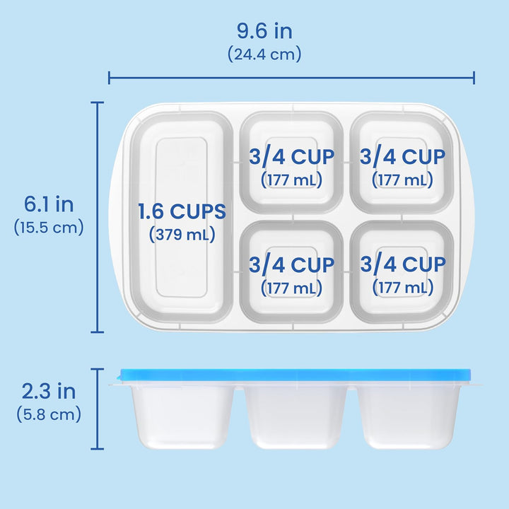Set of 8 five-compartment lunch boxes for balanced meals, ideal for meal prep, BPA-free and reusable.